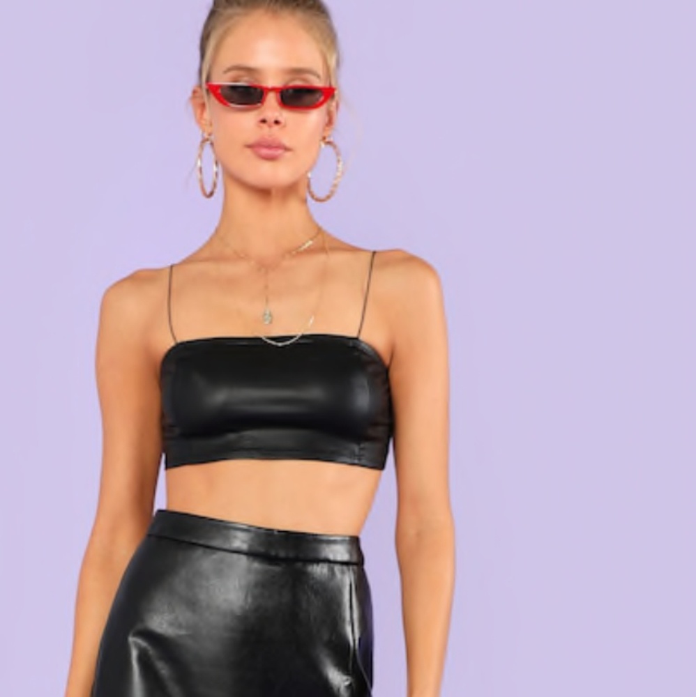 shein womens s faux leather bralette crop top stra
